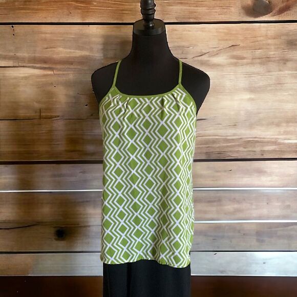 A.n.a semi-sheer petite green chevron tank top with in green, size mp - Picture 1 of 8